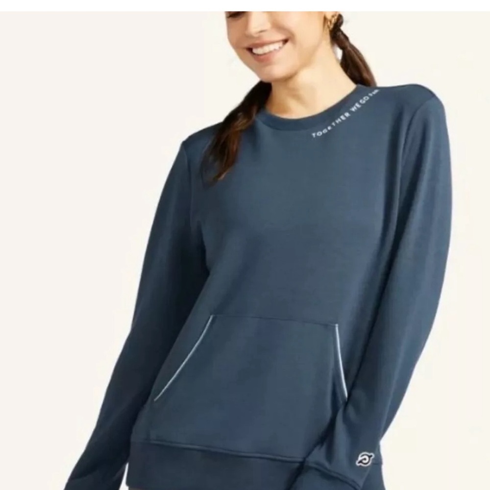PELOTON‎ Navy Blue ELEVATE Pocket Crewneck Pullover Sweatshirt Womens Small